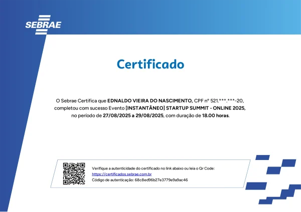 Certificado Startup Summit 2025